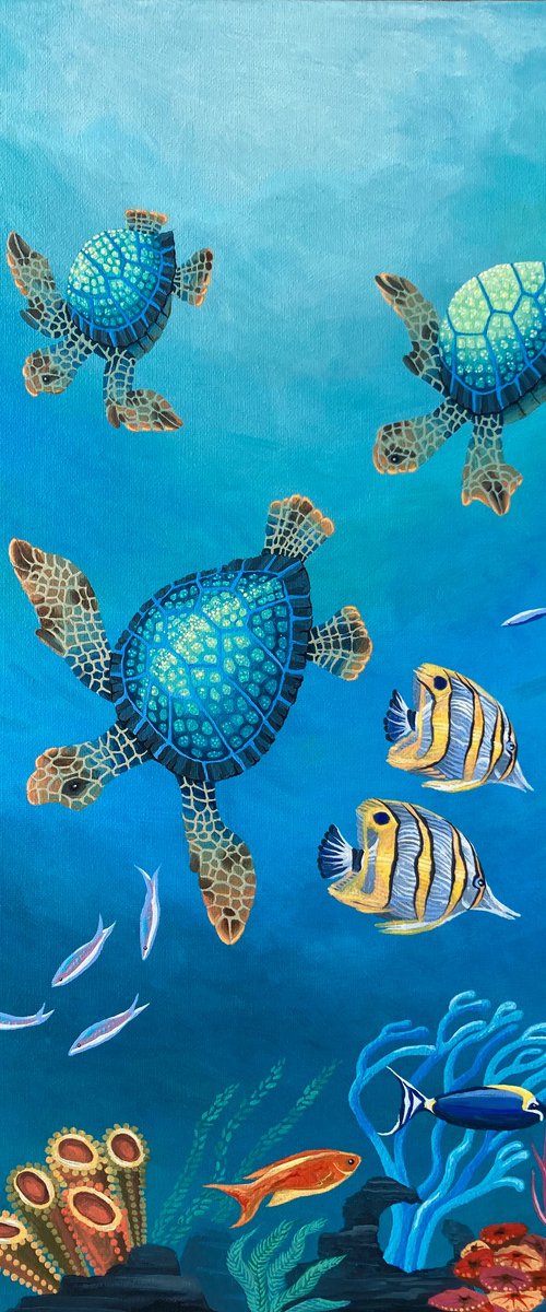 Ocean Turtles by Yvonne B Webb