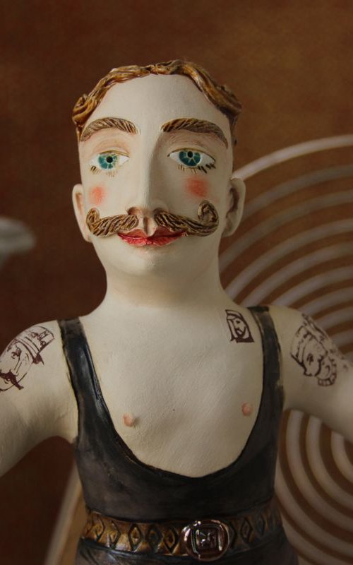 Circus athlete, trendy Strongman. Wall sculpture by Elya Yalonetski. by Elya Yalonetski