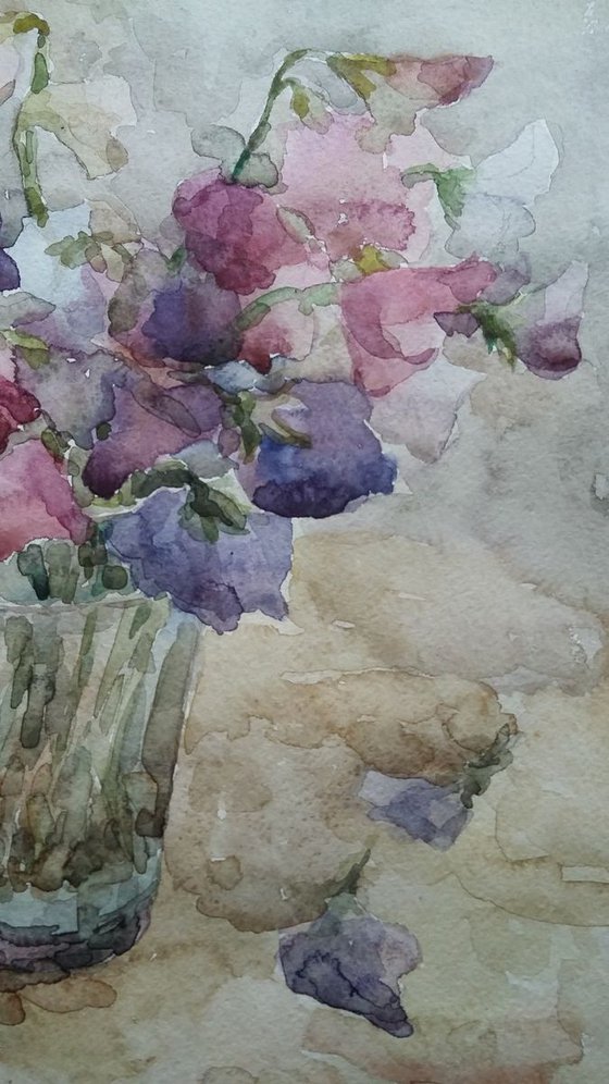 Sweet pea. Original watercolour painting. 2019