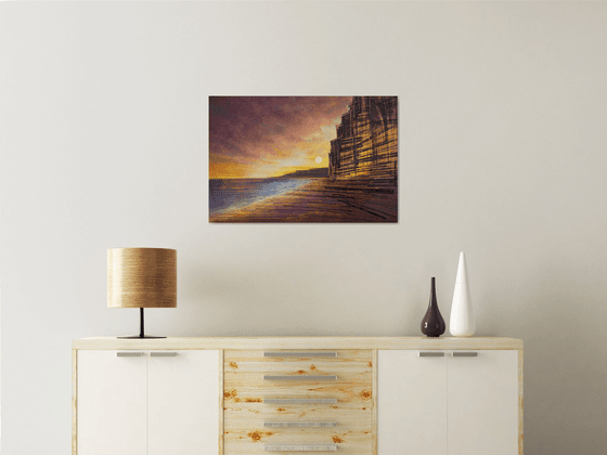 West Bay Cliffs At Sunset