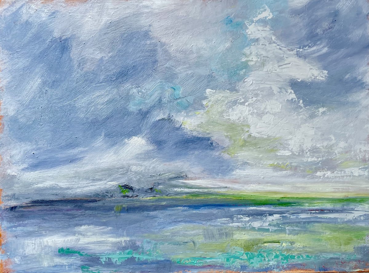 Impressionistic Landscape Oil Painting By Sherry Edmondson, 31 X 24", One Day In April, Original Artwork