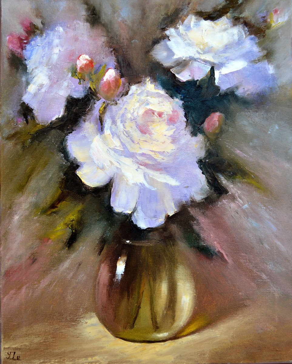 Bouquet of white peonies by Elena Lukina