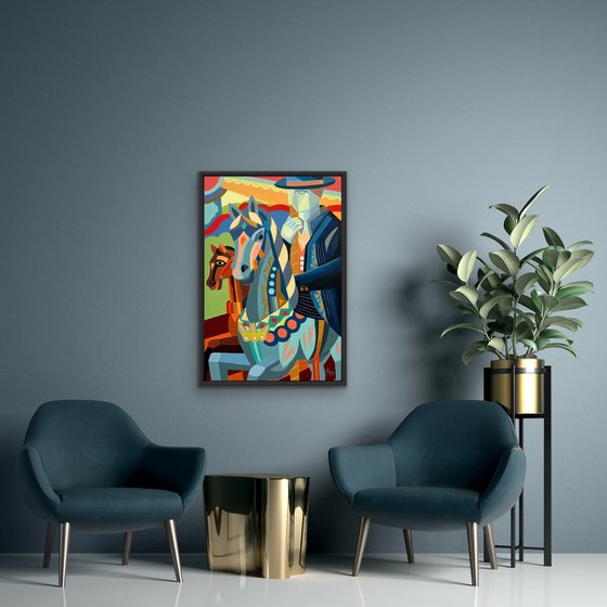 Golden Ride Expressionist Carousel Themed Art