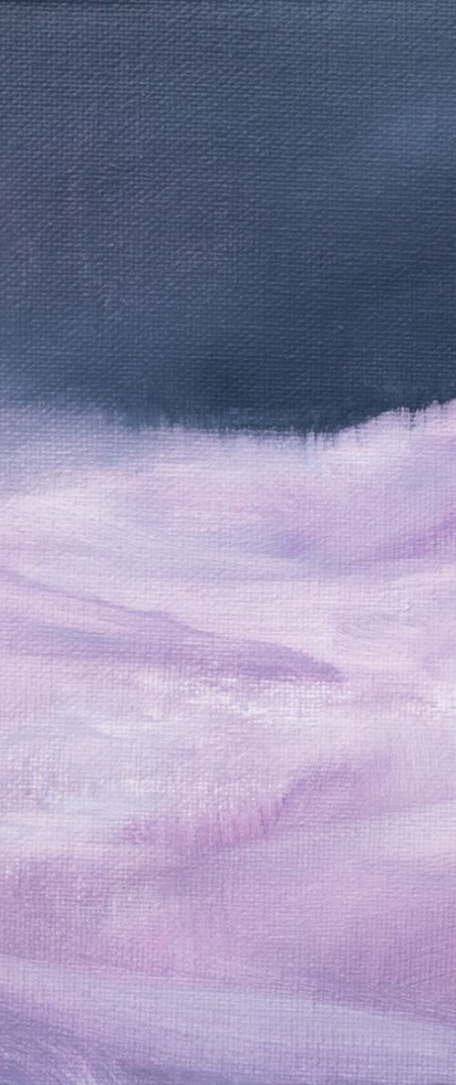 LANDSCAPE - Snowy mountain - small size - oil painting - 20X20 cm by Fabienne Monestier