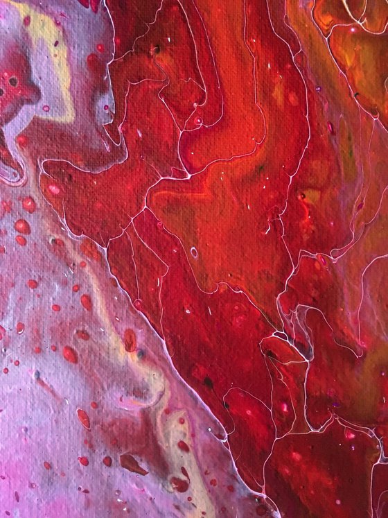"Electric Charge" - FREE USA SHIPPING - Original Abstract PMS Fluid Acrylic Painting - 16 x 20 inches