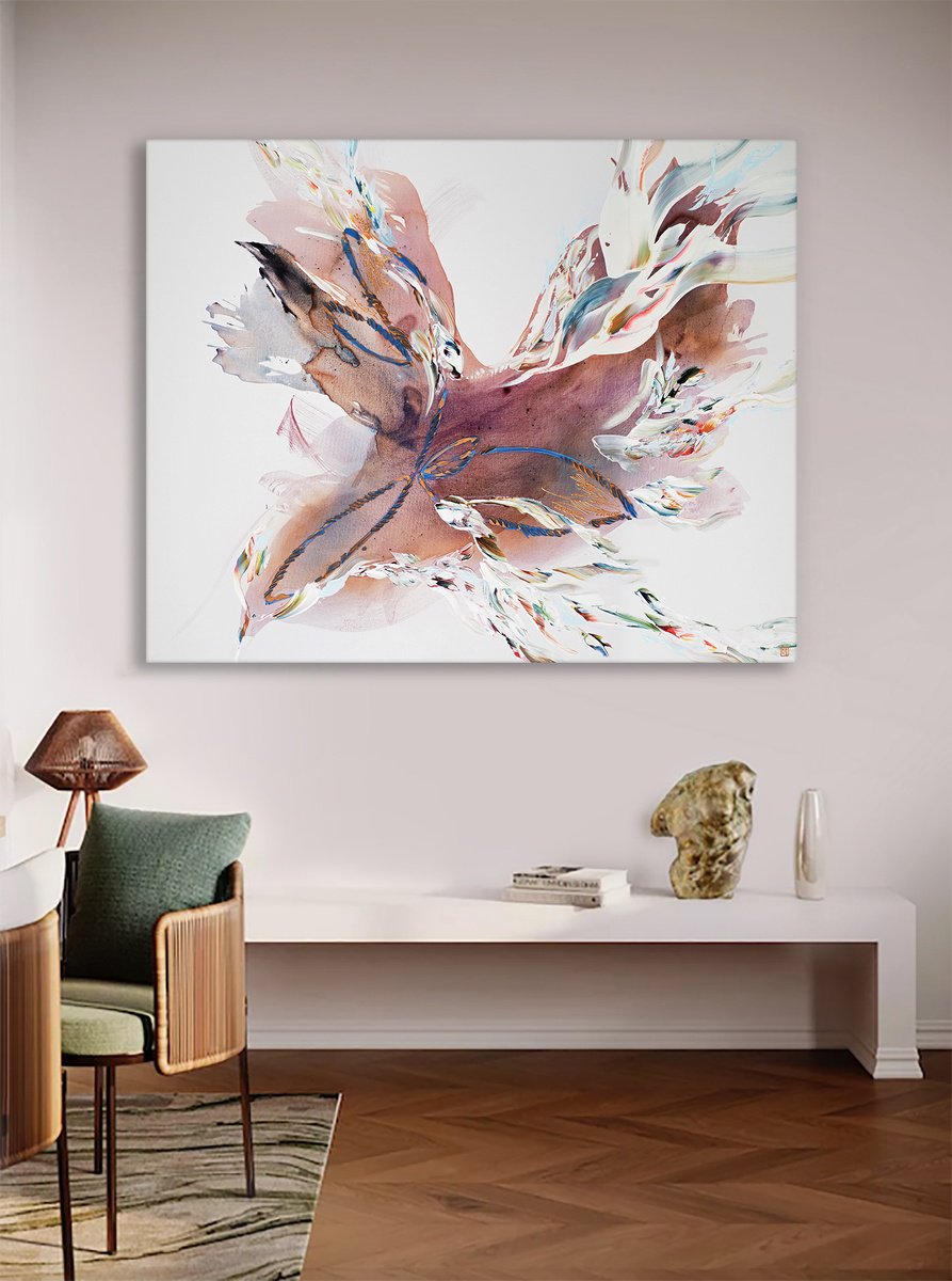 Abstract Acrylic Painting By Novi Lim, 60 X 48", As It Appears In The Sky, Original Artwork