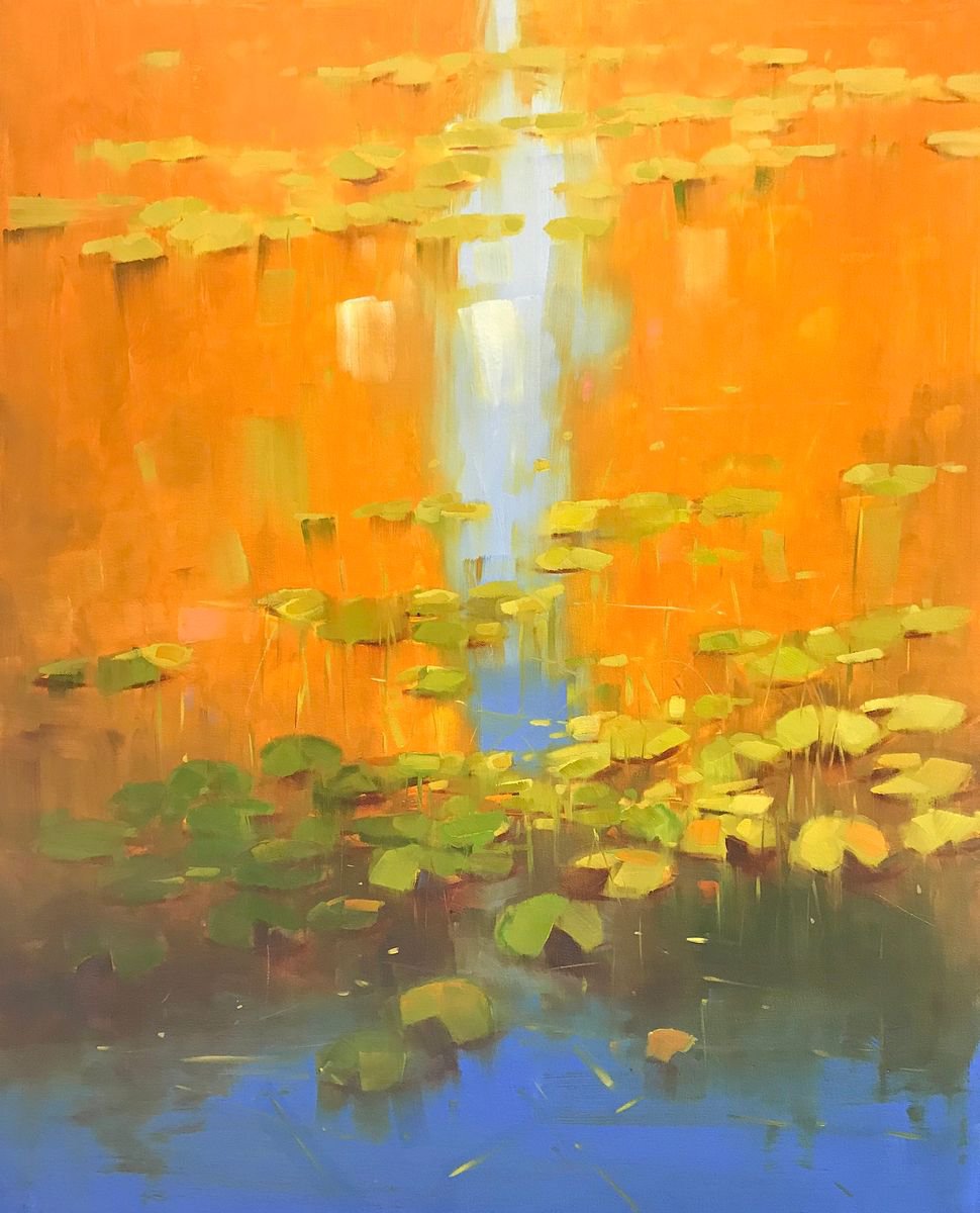 Waterlilies in Fall, Original oil Painting, Impressionism, Handmade artwork, One of a Kind