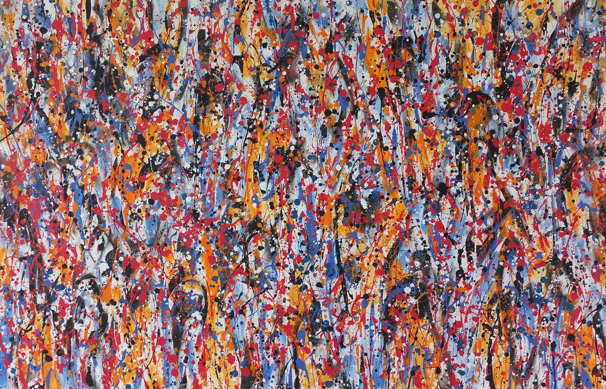 Abstract Acrylic Painting By Max Yaskin, 65 X 41", Wild Flowers 4 By M.y., Original Artwork