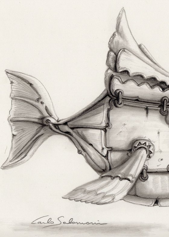 THE WARRIOR FISH - ( graphite pencil )