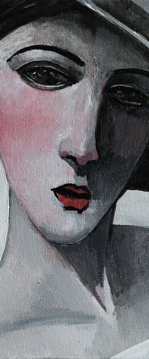 Portrait inspired by Modigliani - Original Acrylic painting by Anastasiia Valiulina