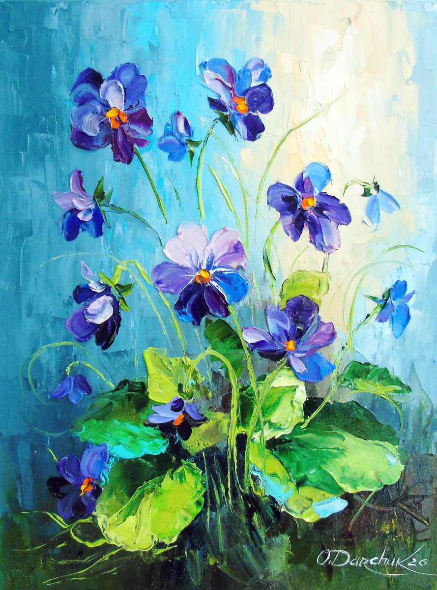 Violets Flowers By Olha Darchuk, 12 X 16, Artwork For Sale On Artfinder