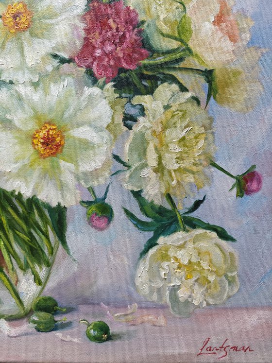 Peonies bouquet  still life