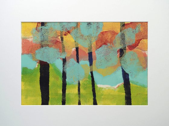 Between the trees.  Monoprint