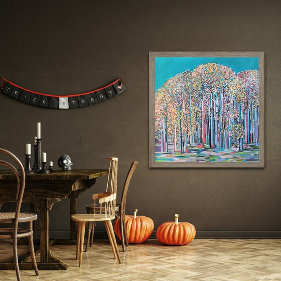 Autumn forest / 90 x 90 x 0,1 cm