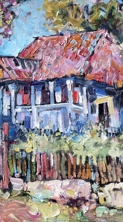 A Village House and Spring by Nikifor Swiristuhin