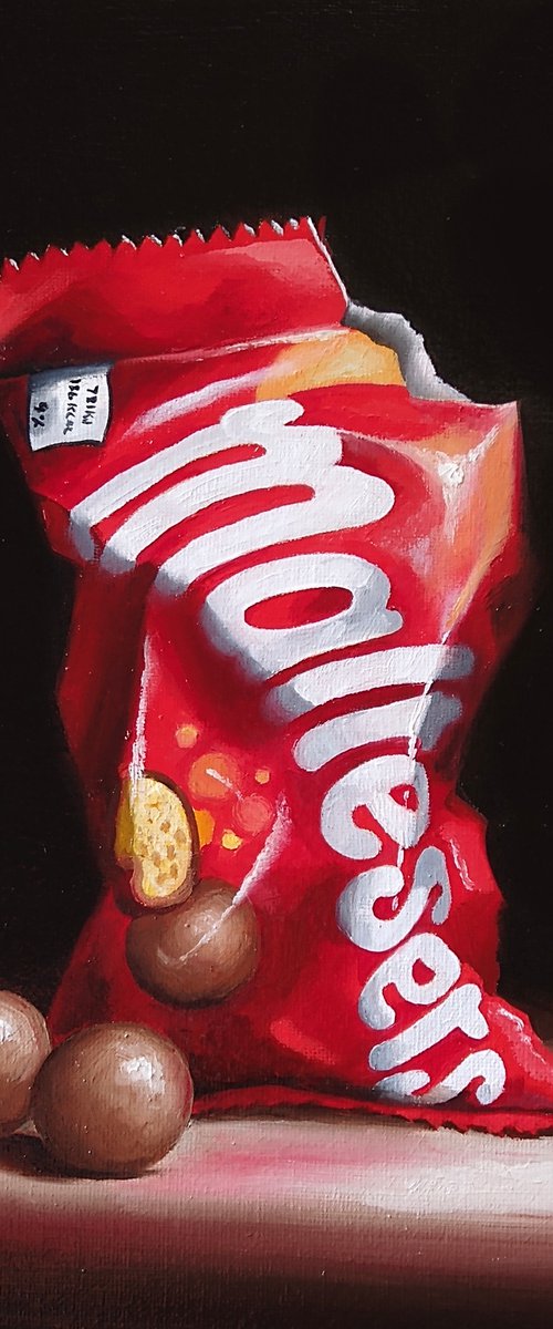 Maltesers chocolate still life by Jane Palmer Art