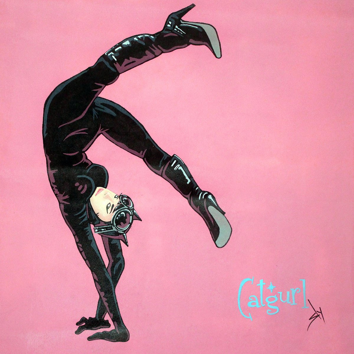 Urban And Pop Painting , Catgurl (On A Box Canvas) By Juan Sly, 31 X 31, Artwork For Sale On Artfinder