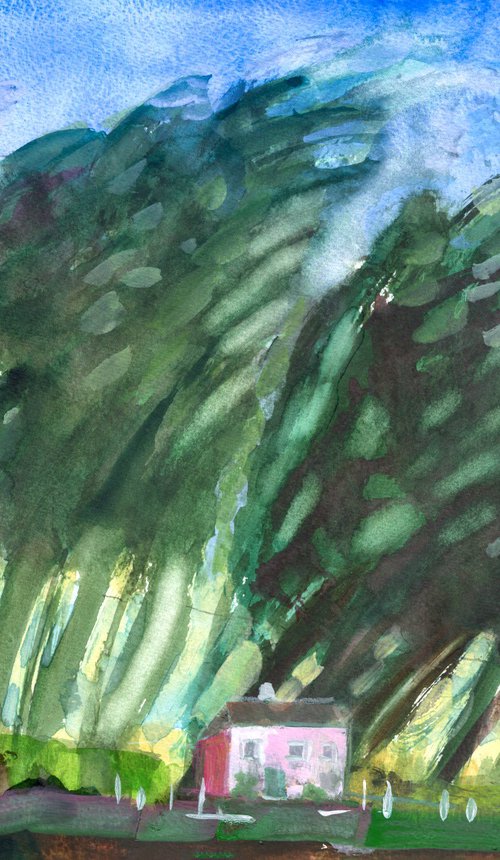 Pink Cottage in the Forest by Elizabeth Anne Fox