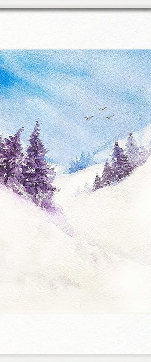Pine trees and snow in winter by Asha Shenoy