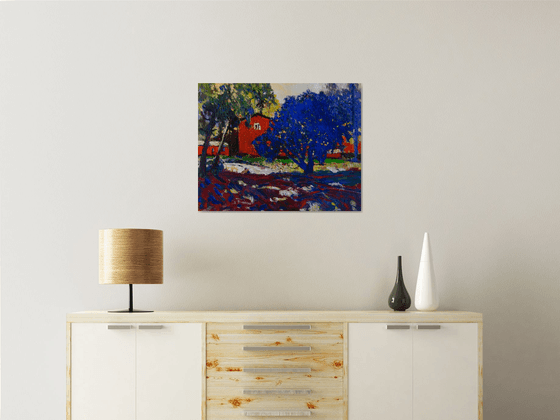 Red BArn and Blue Tree