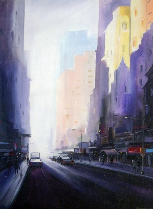 Morning City Street by Samiran Sarkar