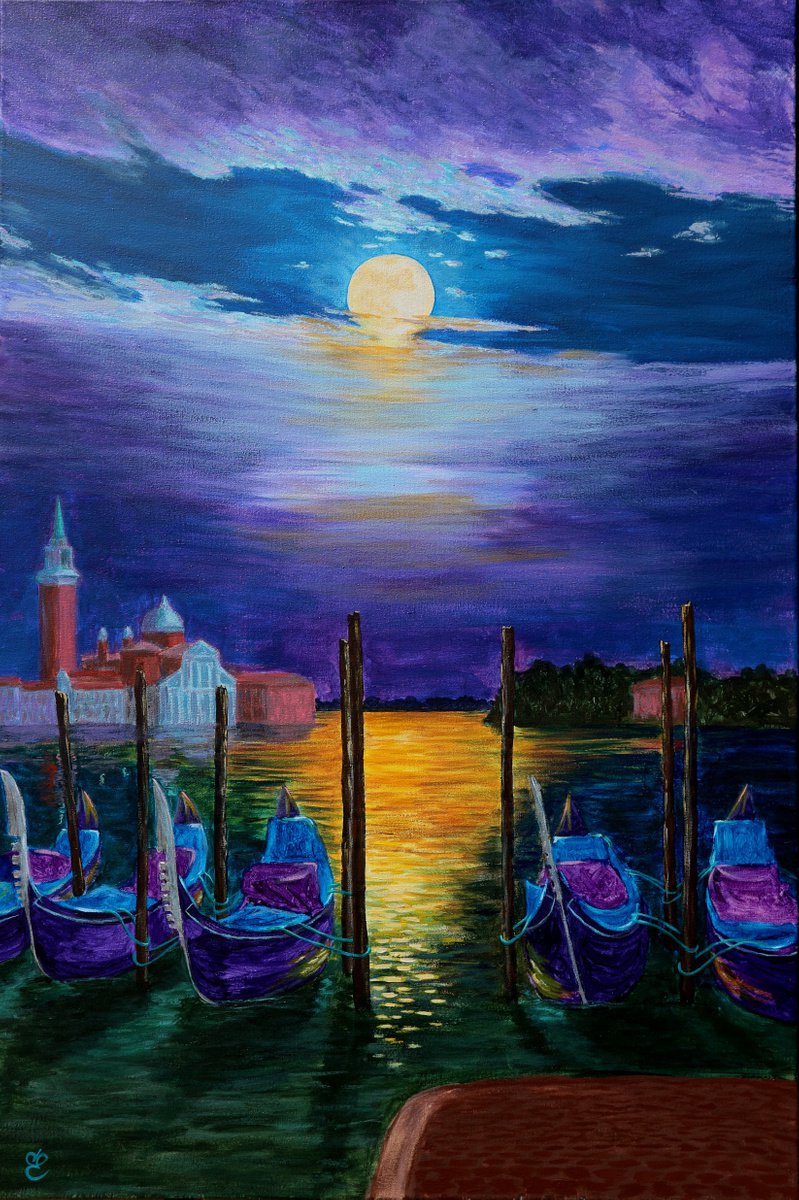 Photorealistic Landscape Acrylic Painting By Dmytro Yeromenko, 24 X 35, Sleeping Venice, 60*90, Original Artwork