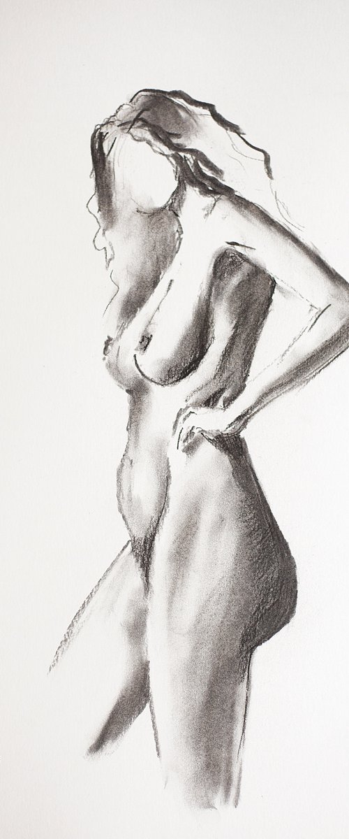 Nude in charcoal. 11. Black and white minimalistic female girl beauty body positive by Sasha Romm