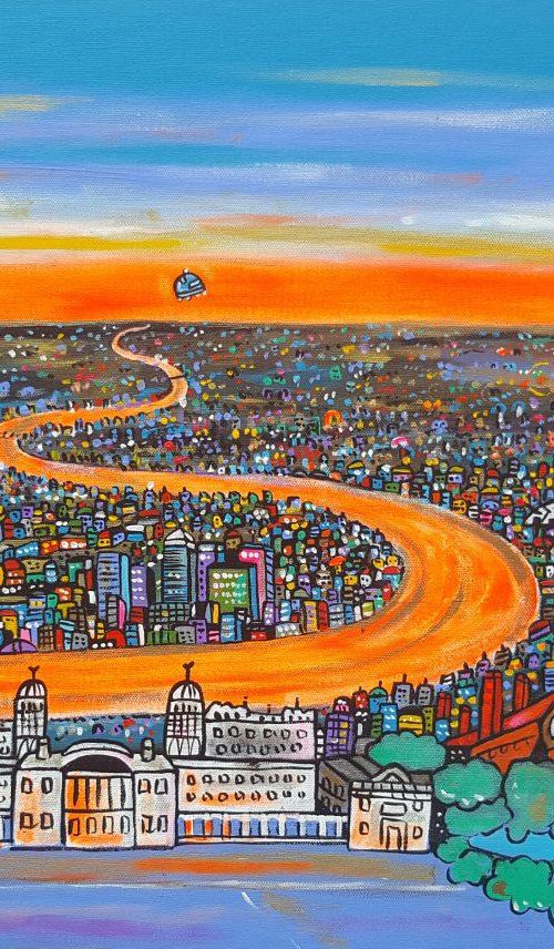 Futuristic Orange View from Greenwich Park (Commission) by Maria Luisa  Azzini