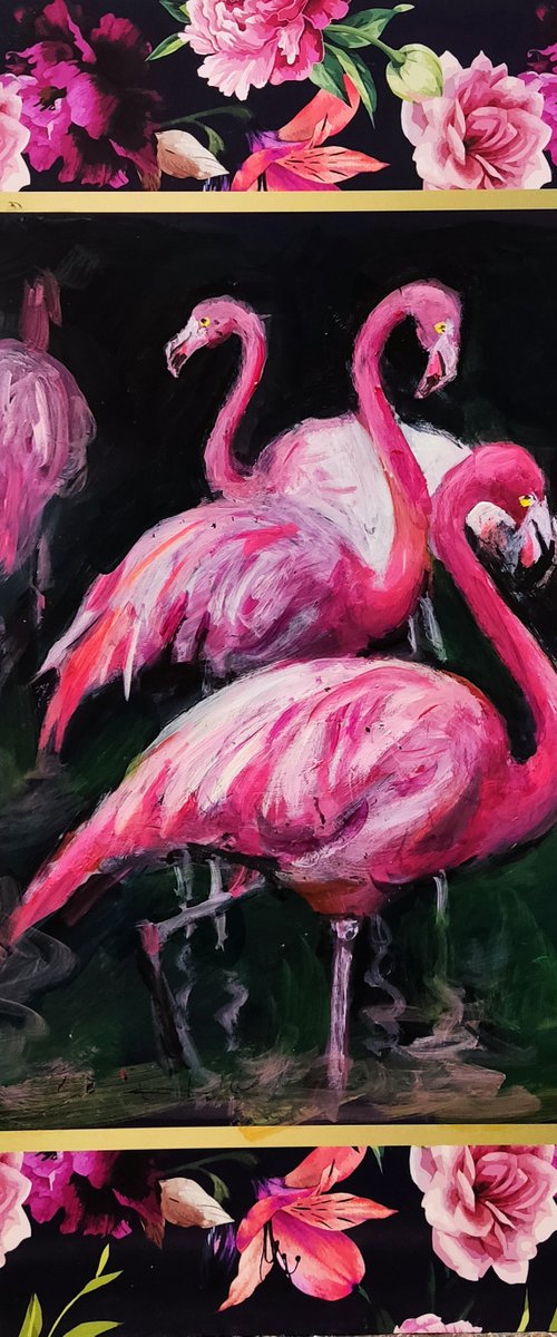 Pink Flamingos by HELINDA (Olga Müller)