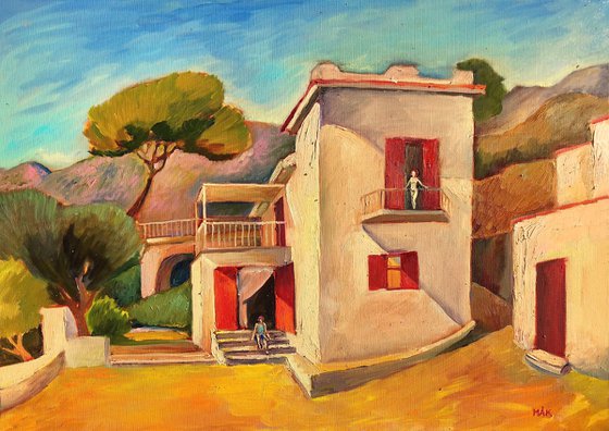 ROMEO AND JULIET (Italy) - expressive landscape with people gift idea home décor