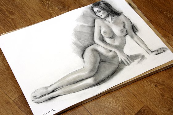 Charcoal drawing on paper "Nude"