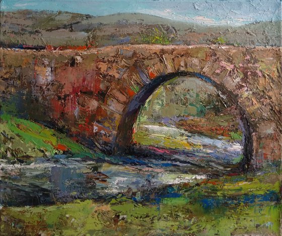Bridge (39x46cm, oil painting, impressionistic)