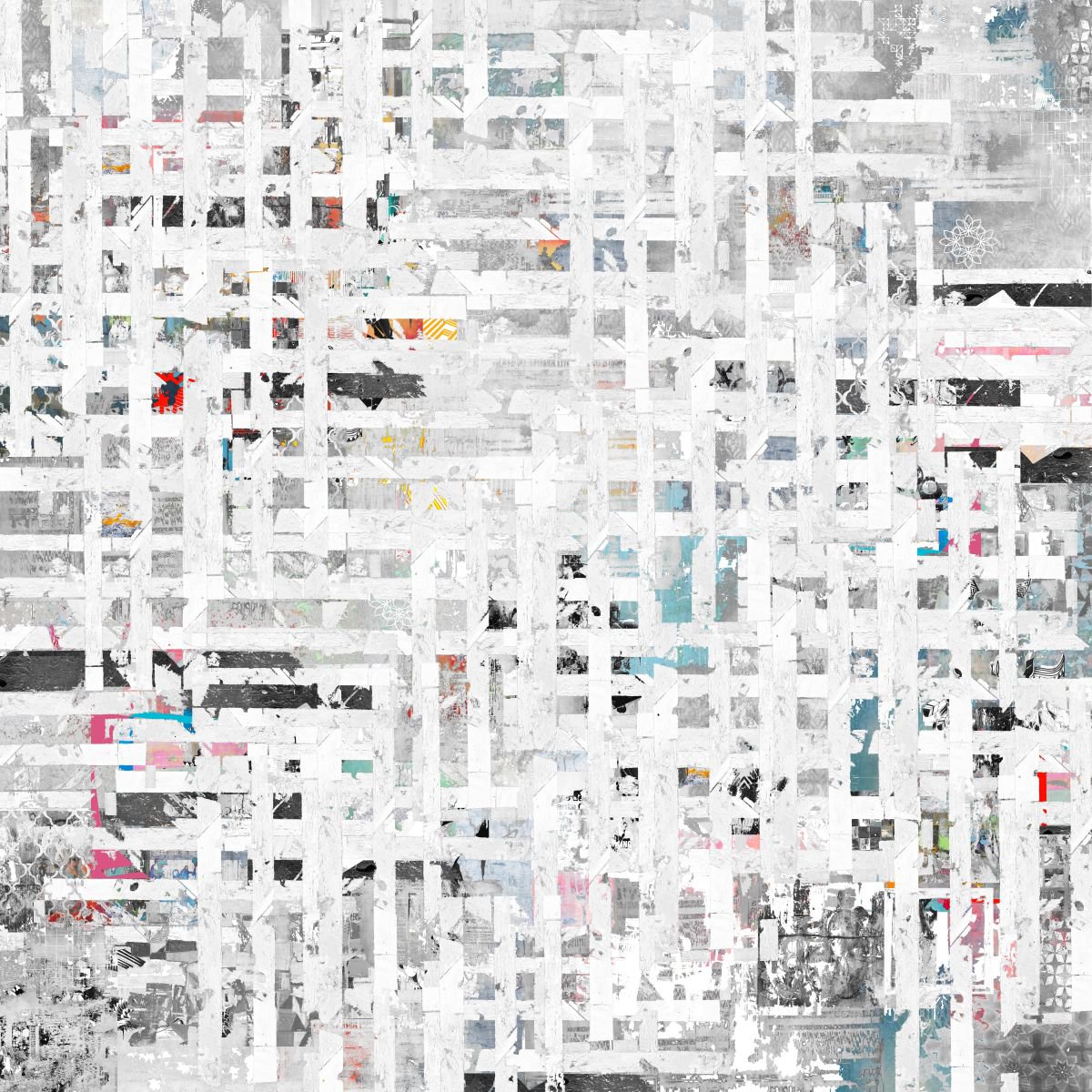 Abstract Collage By The Most Active, 20 X 20", Broken Segments, Original Artwork