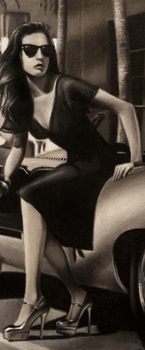 Monaco - Original sepia oil painting by Lianne Issa