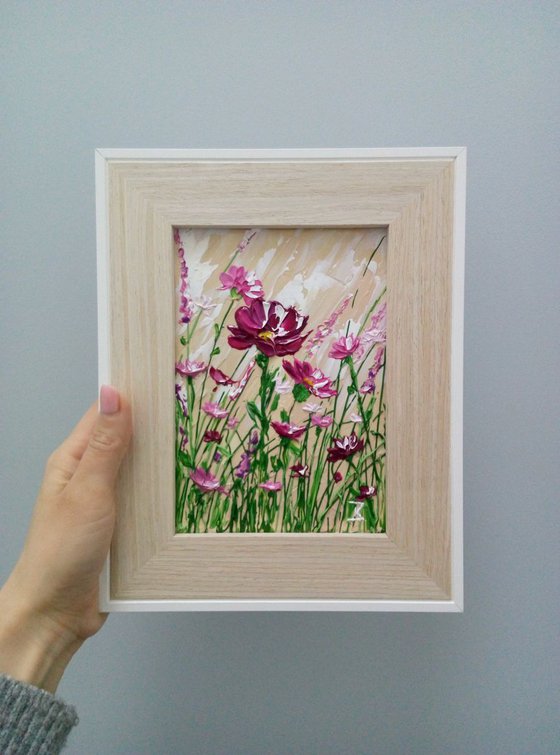 Wildflowers In The Field #2 + Easel or Frame, miniature