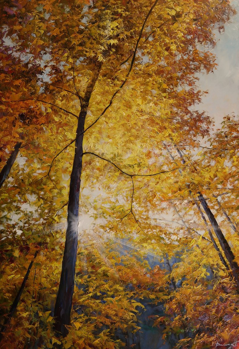 Impressionistic Landscape Oil Painting By Gennady Vylusk, 28 X 39, Serenade Of The Season, Original Artwork