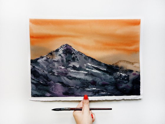 Orange sunset mountains