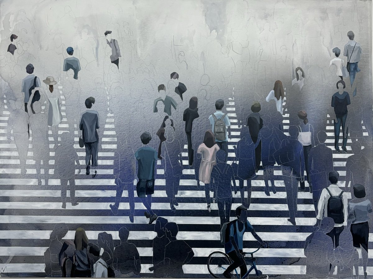 Urban And Pop Cityscapes Acrylic Painting By Martta Garcia, 51 X 38", What Your Eyes Can