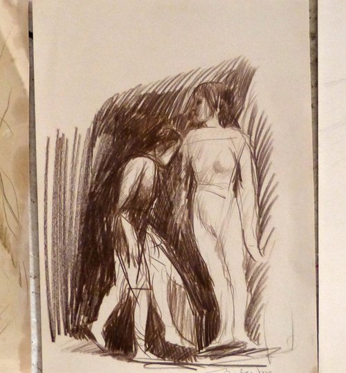 Three Sketches, triptych pencil on paper 29x41 cm by Frederic Belaubre