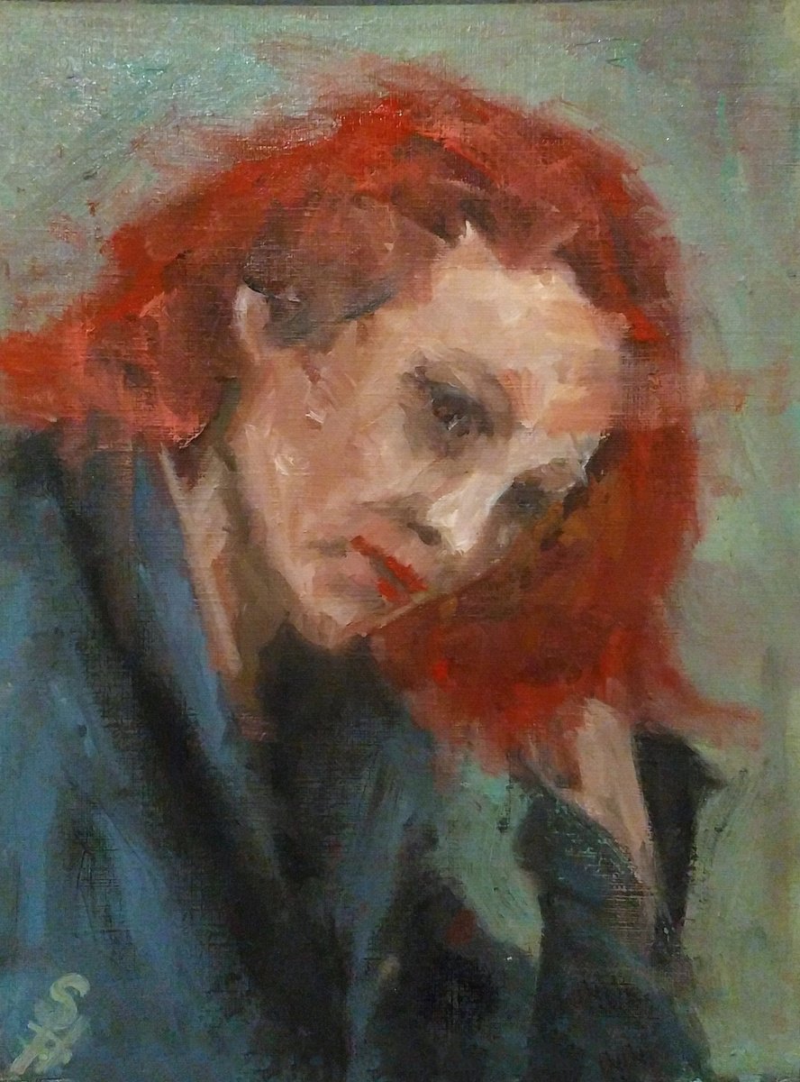 Expressive Portrait Oil Painting By Sbboursot, 7 X 10", Female Study, Original Artwork