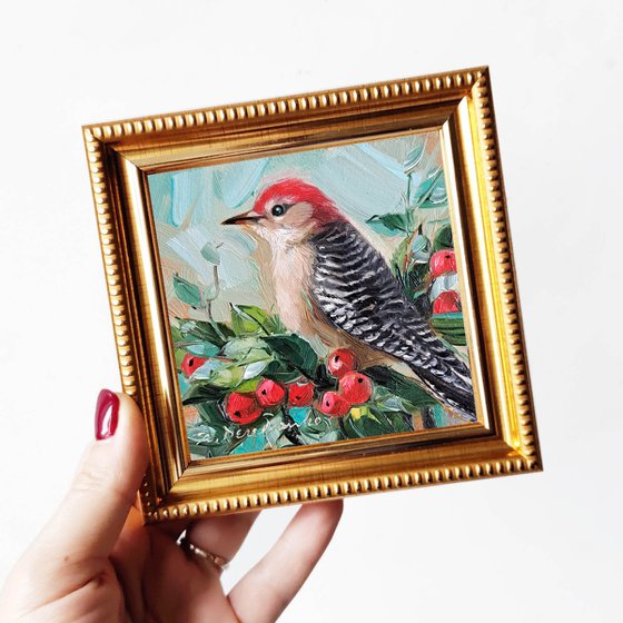 Woodpecker bird painting