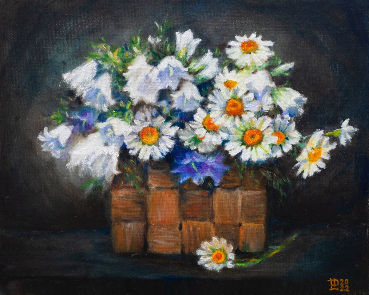Flowers In A Basket by Liudmila Pisliakova