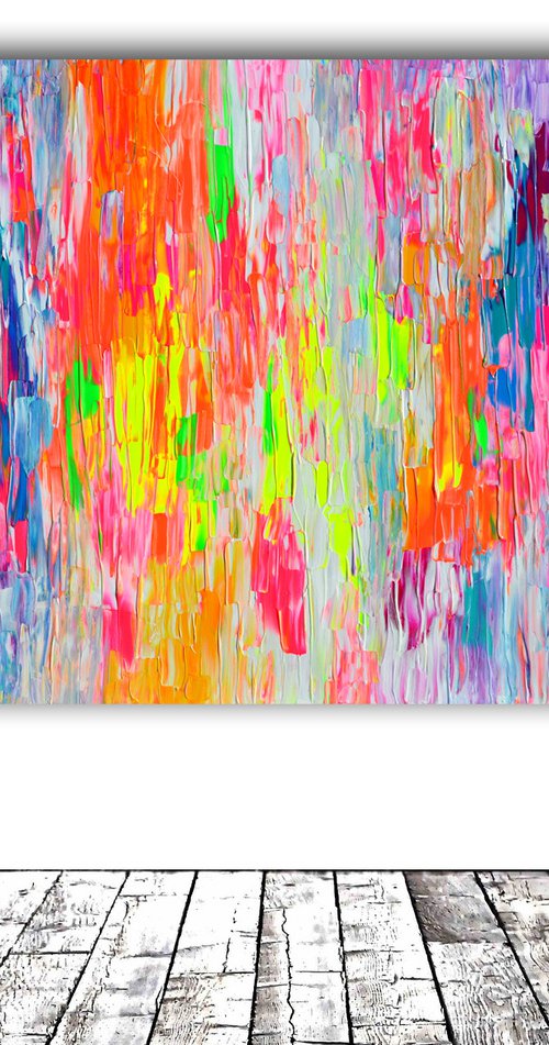 55x31.5'' Large Ready to Hang Abstract Painting - XXXL Huge Colourful Modern Abstract Big Painting, Large Colorful Painting - Ready to Hang, Hotel and Restaurant Wall Decoration, A Gypsy Dream by Soos Tiberiu