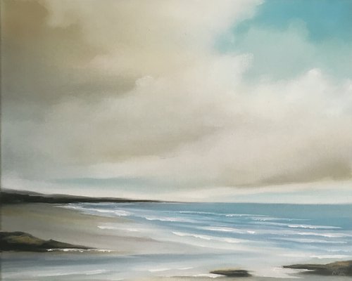 Distant Shores Close To Heart - Original Seascape Oil Painting on Stretched Canvas by MULLO ART