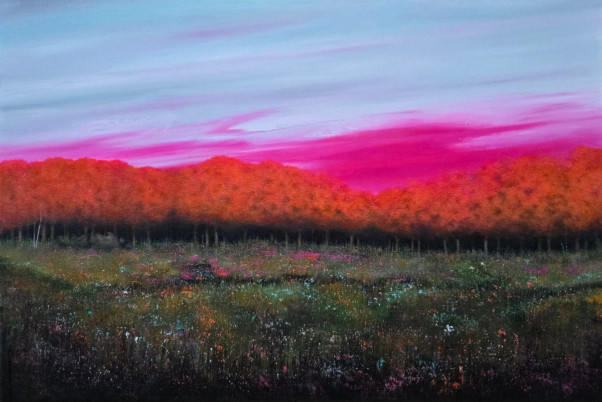 Impressionistic Landscape Oil Painting By Faith Patterson, 36 X 24, Meadow