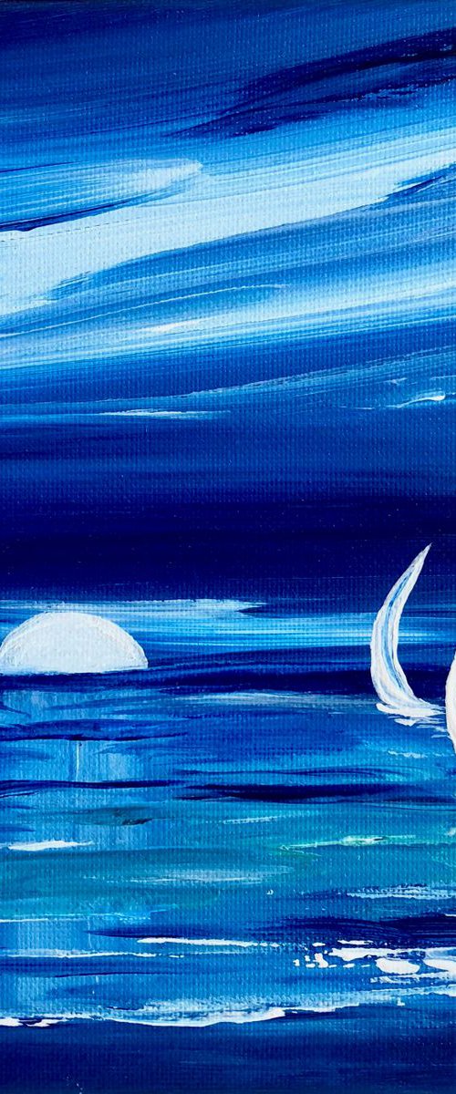 Study in blue. full moon rising by Marja Brown