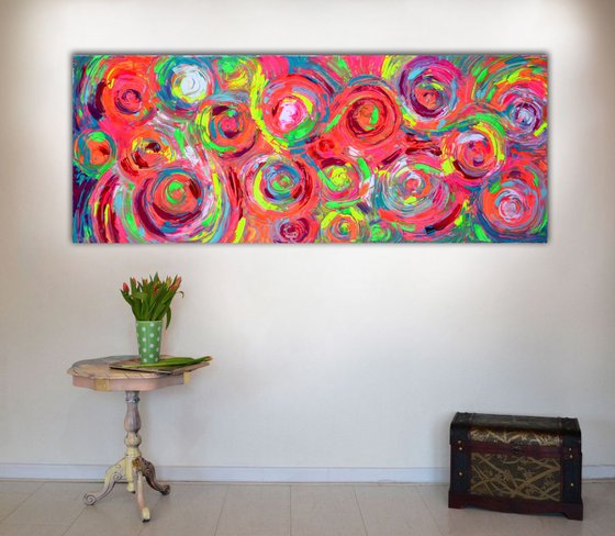 Gypsy Dance 9 - 150x60 cm - Big Painting XXXL - Large Abstract, Supersized Painting - Ready to Hang, Hotel Wall Decor