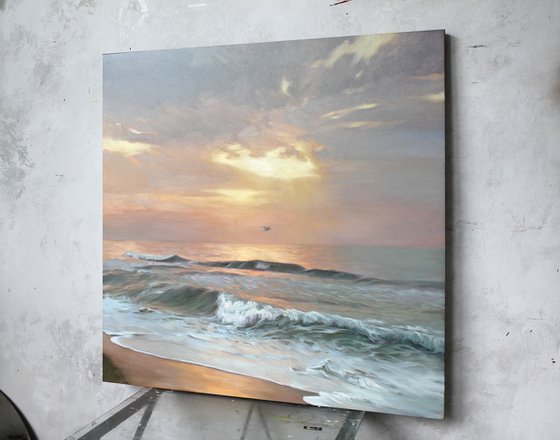 "Seaside" Sunset and coast oil art
