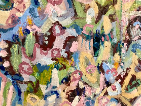 Meeting at your garden. Original abstract painting.