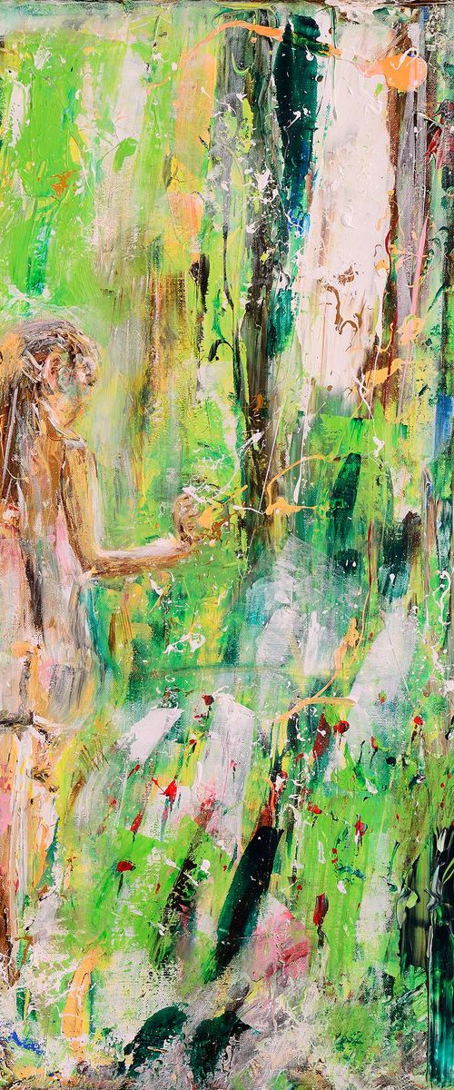 Nude art: Back to nature 80 x 80 cm| 31.5" x 31.5" female nude in nature by Oswin Gesselli